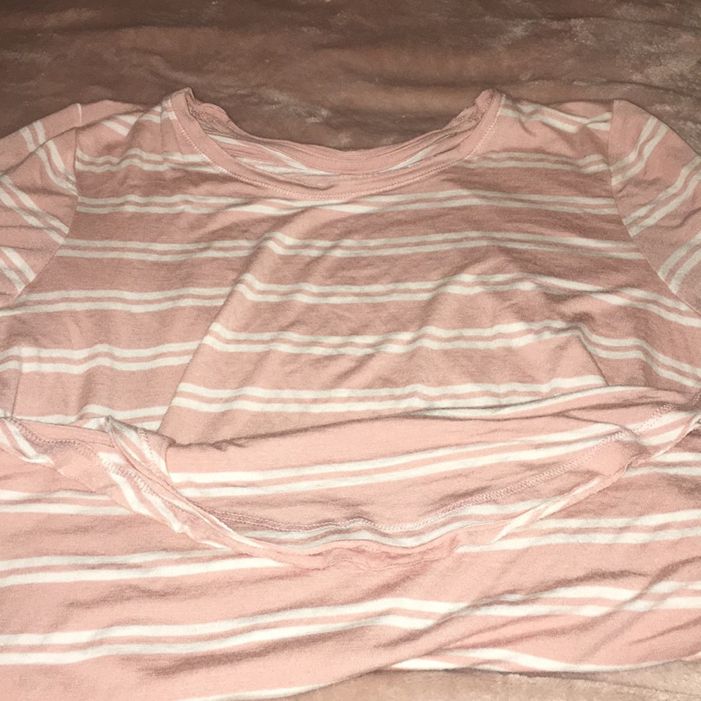 short sleeved pink striped tee! $6